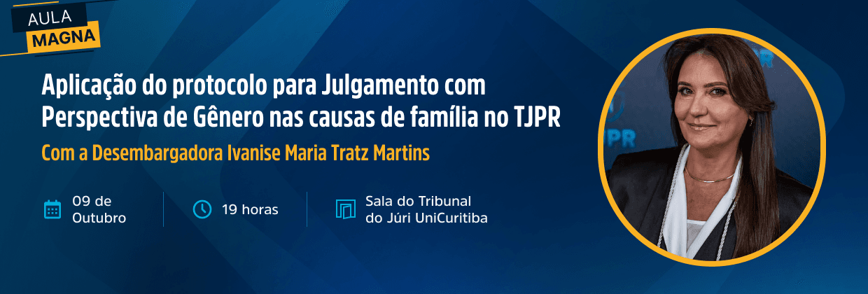 Banner para evento de lançamento de cursos de pós-graduação presenciais de direito