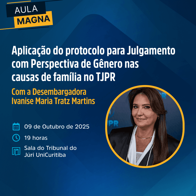 Banner para evento de lançamento de cursos de pós-graduação presenciais de direito